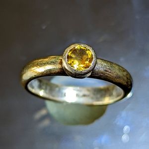 Sterling silver citrine jewel ring, size 7